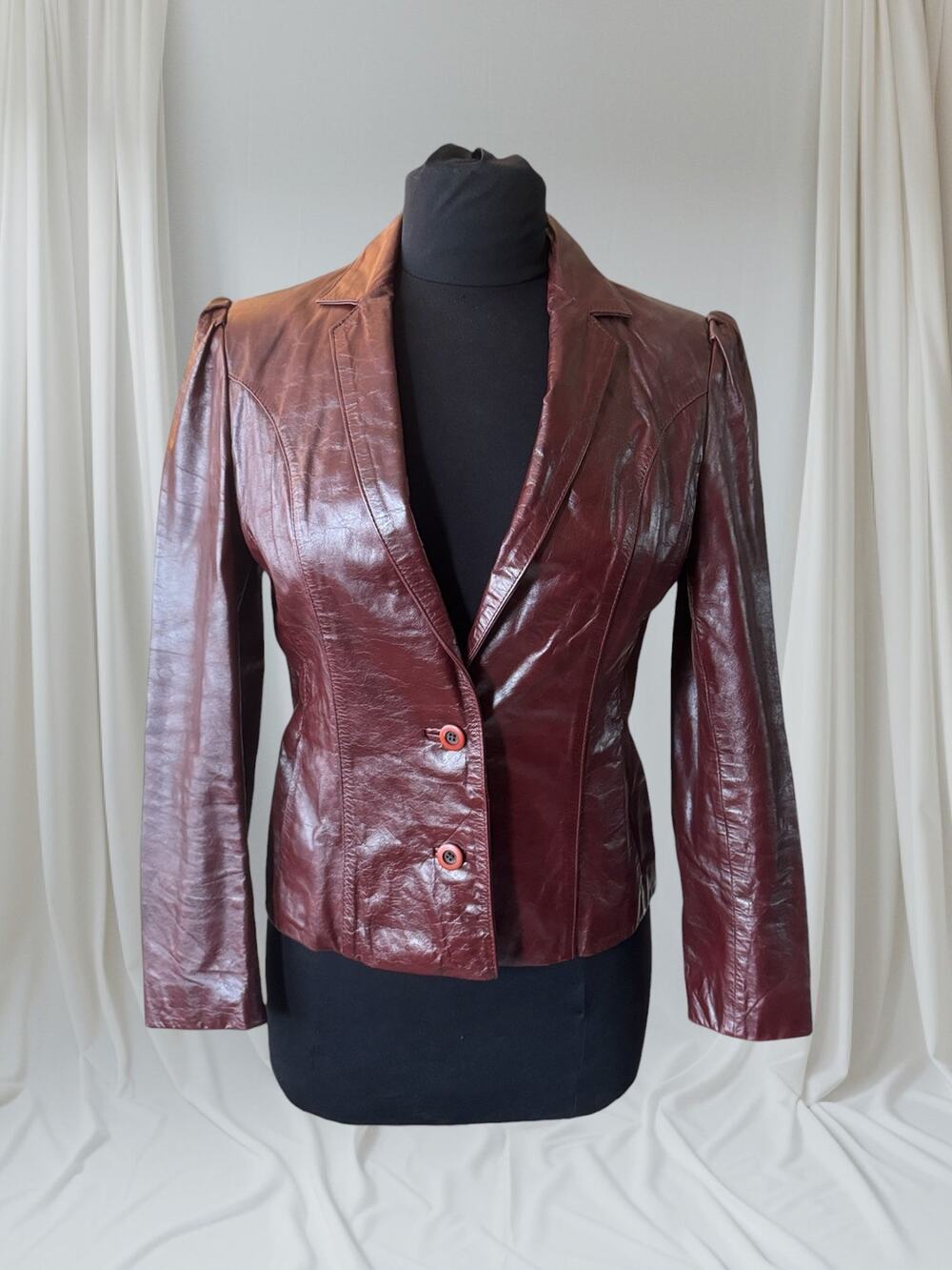 Vintage 1970s Oxblood Leather Women's jacket, Size S